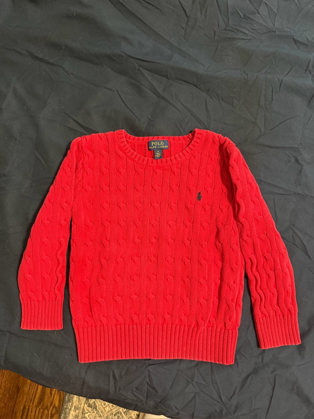 Polo by Ralph Lauren Red Cable-Knit Crewneck Sweater